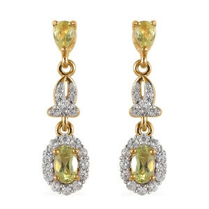 *RARE* Natural Chrysoberyl and White Zircon Dangle Earrings.